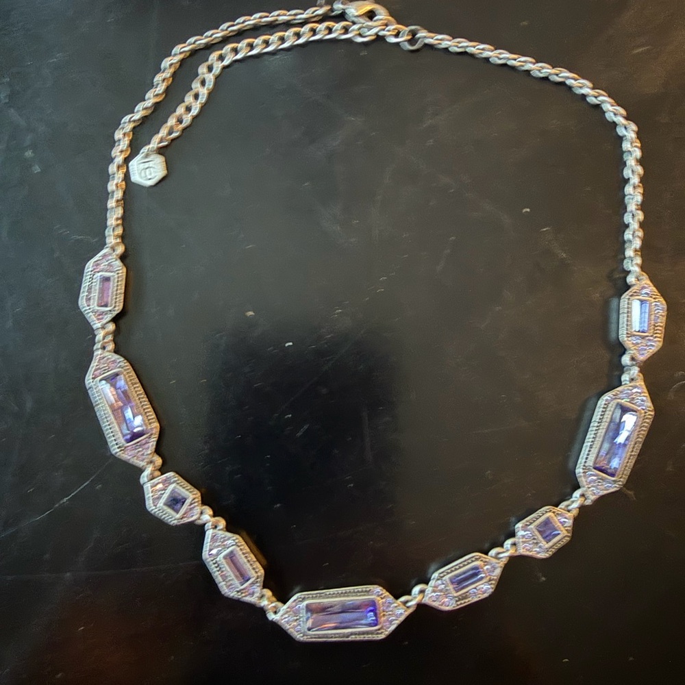 Touchstone Crystal Silver Necklace with Purple Accents